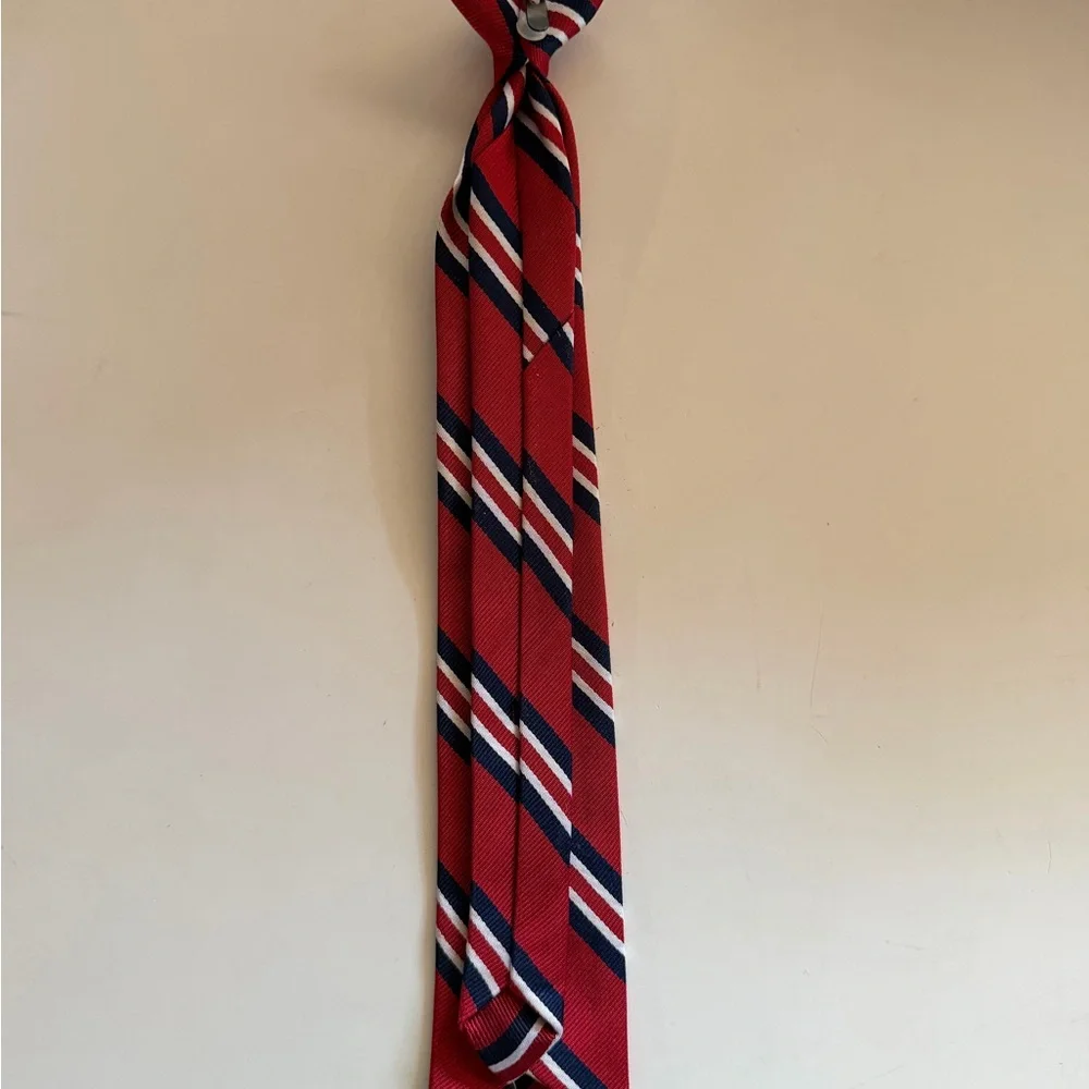 Red Striped Boys Clip On Tie